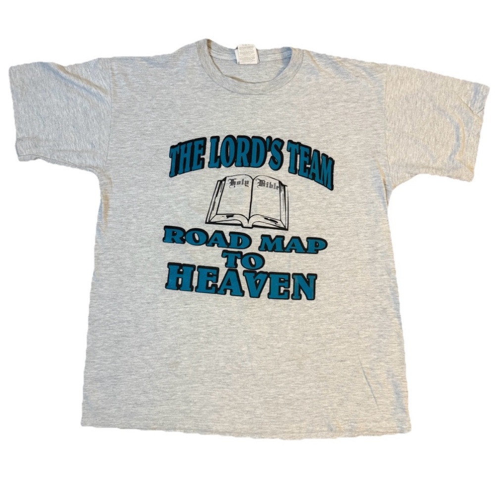 Vintage Jesus T- Shirt The Lord’s Team Road Map To Heaven L
